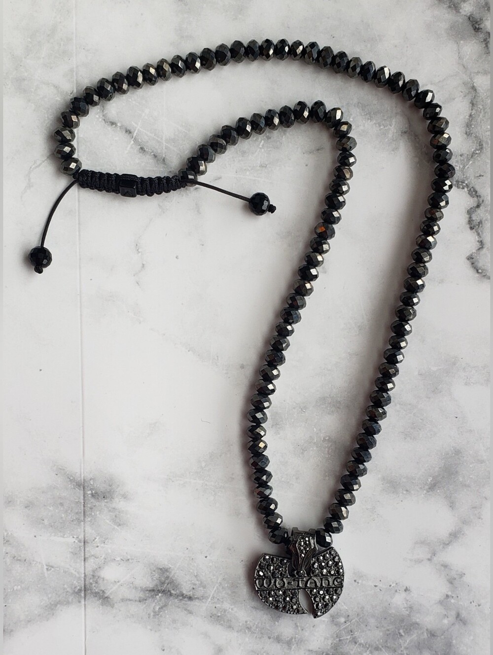Hip Hop Iced Hematite Black Metallic WU TANG clan pendant Necklace RARE - Picture 3 of 8